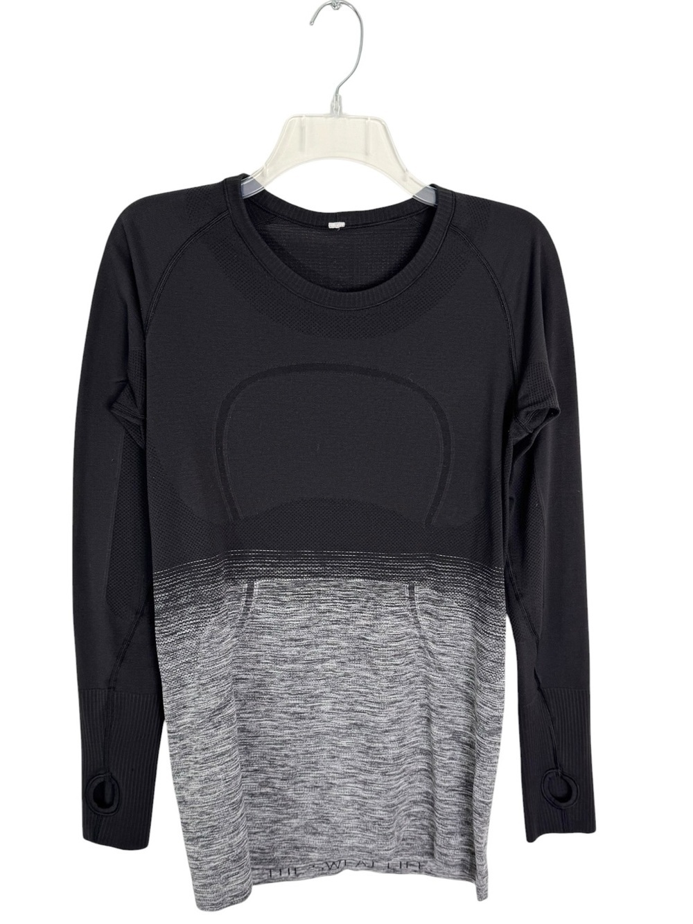 Lululemon Swiftly Tech Long Sleeve Crew Top black/Grey Ombre size 10 - Picture 4 of 8
